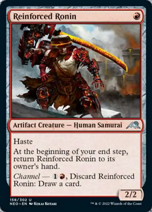MtG Trading Card Game Kamigawa Neon Dynasty Uncommon Reinforced Ronin #158