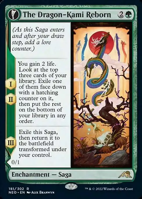 MtG Trading Card Game Kamigawa Neon Dynasty Rare Foil The Dragon-Kami Reborn // Dragon-Kami's Egg #181