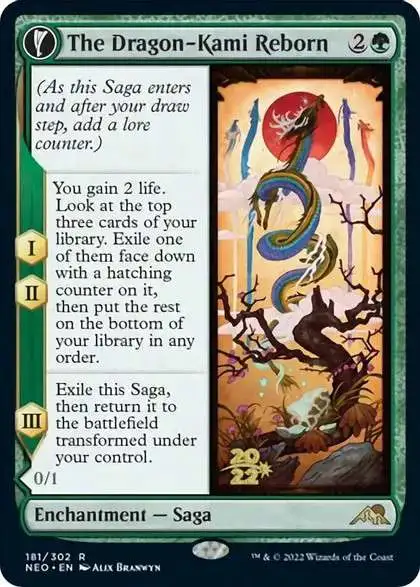 MtG Trading Card Game Kamigawa Neon Dynasty Rare The Dragon-Kami Reborn // Dragon-Kami's Egg #181 [Prerelease Foil]