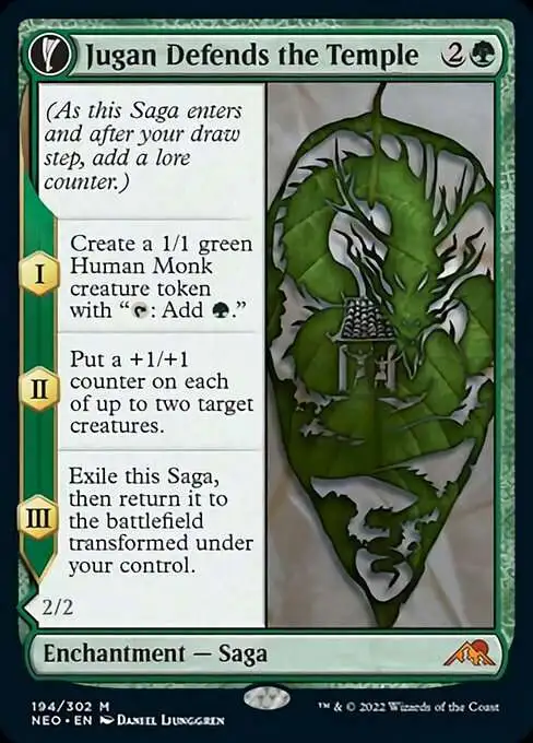 MtG Trading Card Game Kamigawa Neon Dynasty Mythic Rare FOIL Jugan Defends the Temple // Remnant of the Rising Star #194