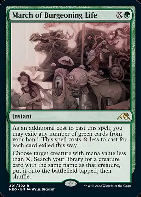 Magic The Gathering Trading Card Game Kamigawa Neon Dynasty Single Card  Rare March of Burgeoning Life 201 FOIL - ToyWiz