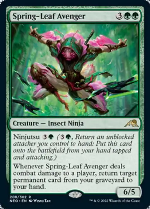 MtG Trading Card Game Kamigawa Neon Dynasty Rare Foil Spring-Leaf Avenger #208