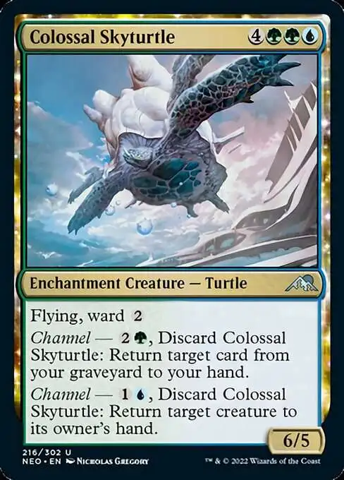 MtG Trading Card Game Kamigawa Neon Dynasty Uncommon Colossal Skyturtle #216 MtG Trading Card Game Kamigawa Neon Dynasty Uncommon Colossal Skyturtle #216
