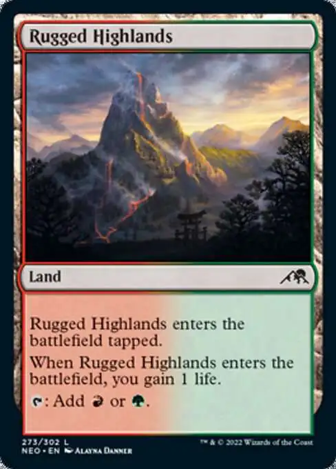 MtG Trading Card Game Kamigawa Neon Dynasty Common Rugged Highlands #273
