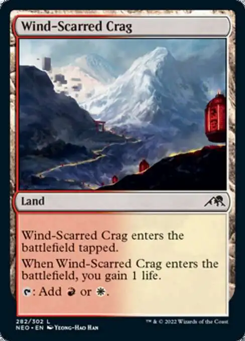 MtG Trading Card Game Kamigawa Neon Dynasty Common Wind-Scarred Crag #282