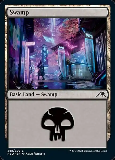 MtG Trading Card Game Kamigawa Neon Dynasty Common Swamp #288 [V1]