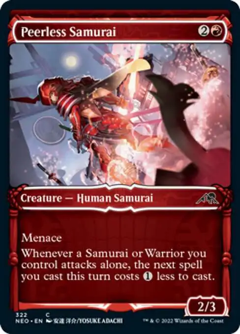 MtG Trading Card Game Kamigawa Neon Dynasty Common Peerless Samurai #322 [Showcase]