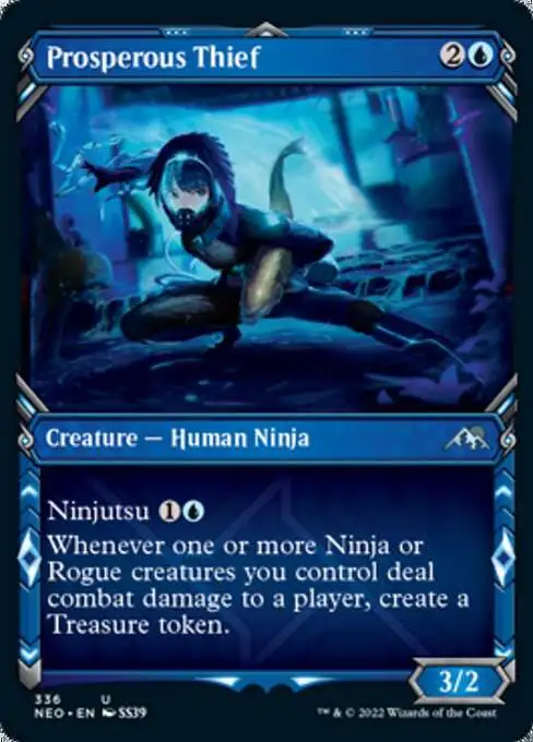 MtG Trading Card Game Kamigawa Neon Dynasty Uncommon Prosperous Thief #336 [Showcase]