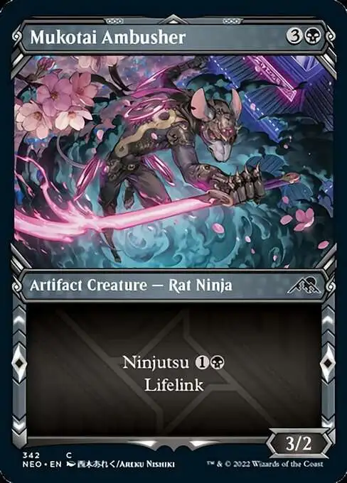 Magic The Gathering Trading Card Game Kamigawa Neon Dynasty Single Card Common Mukotai Ambusher 342 Showcase - ToyWiz Magic The Gathering Trading Card Game Kamigawa Neon Dynasty Single Card Common Mukotai Ambusher 342 Showcase - ToyWiz