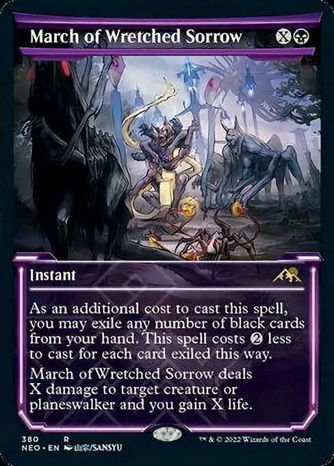 MtG Trading Card Game Kamigawa Neon Dynasty Rare March of Wretched Sorrow #380 [Showcase]