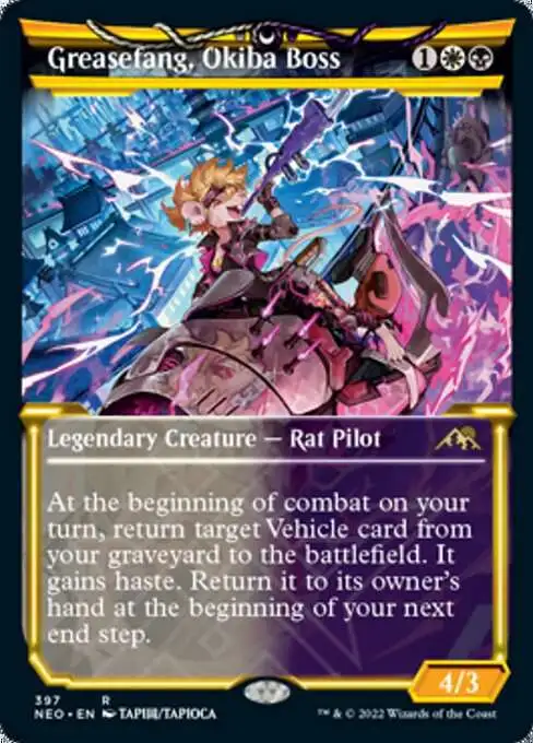 MtG Trading Card Game Kamigawa Neon Dynasty Rare Greasefang, Okiba Boss  #397 [Showcase]