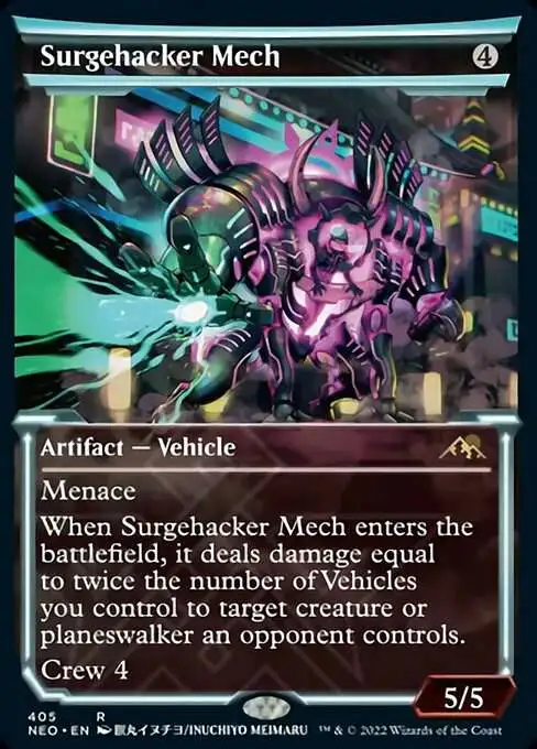 MtG Trading Card Game Kamigawa Neon Dynasty Rare Surgehacker Mech #405 [Showcase]