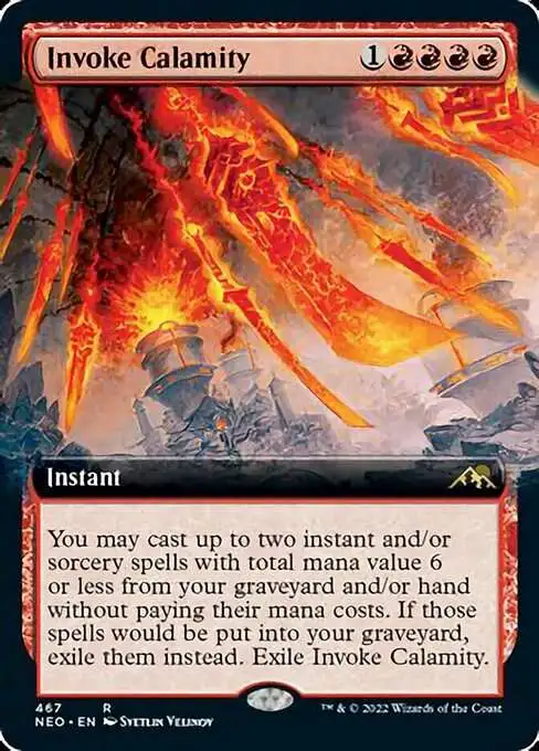 MtG Trading Card Game Kamigawa Neon Dynasty Rare Invoke Calamity #467 [Extended Art FOIL]