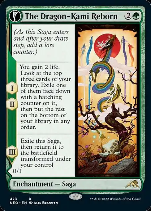 MtG Trading Card Game Kamigawa Neon Dynasty Rare The Dragon-Kami Reborn // Dragon-Kami's Egg #473 [Extended Art FOIL]