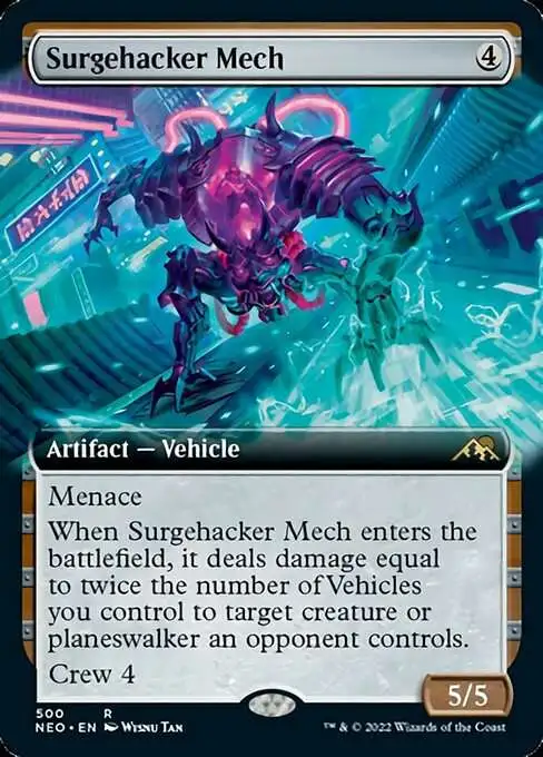 MtG Trading Card Game Kamigawa Neon Dynasty Rare Surgehacker Mech #500 [Extended Art]