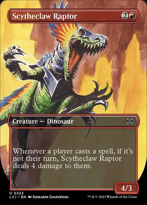 Magic The Gathering The Lost Caverns of Ixalan Single Card Uncommon Scytheclaw Raptor 323 Borderless - ToyWiz Magic The Gathering The Lost Caverns of Ixalan Single Card Uncommon Scytheclaw Raptor 323 Borderless - ToyWiz