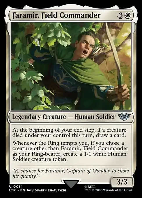 Magic The Gathering Lord of the Rings Tales of Middle-Earth Single Card Uncommon Faramir, Field Commander 14 Prerelease - ToyWiz Magic The Gathering Lord of the Rings Tales of Middle-Earth Single Card Uncommon Faramir, Field Commander 14 Prerelease - ToyWiz