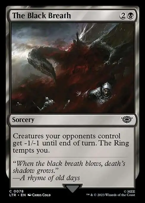 Magic The Gathering Lord of the Rings Tales of Middle-Earth Single Card  Common The Black Breath 78 Prerelease - ToyWiz