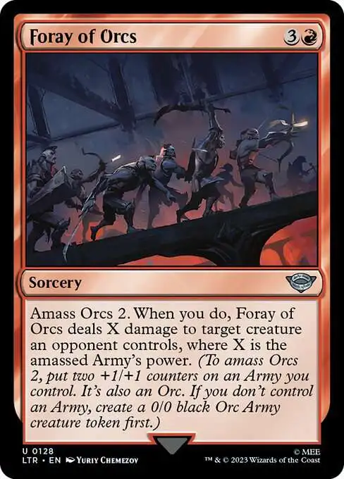 MtG Lord of the Rings Tales of Middle-Earth Uncommon Foray of Orcs #128 MtG Lord of the Rings Tales of Middle-Earth Uncommon Foray of Orcs #128