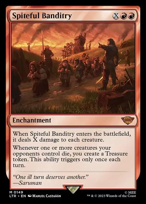 Magic The Gathering Lord of the Rings Tales of Middle-Earth Single Card Mythic Rare Spiteful Banditry 149 - ToyWiz Magic The Gathering Lord of the Rings Tales of Middle-Earth Single Card Mythic Rare Spiteful Banditry 149 - ToyWiz