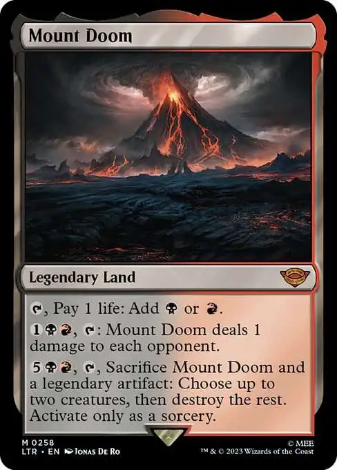 MtG Lord of the Rings Tales of Middle-Earth Mythic Rare Mount Doom #258 [Prerelease]