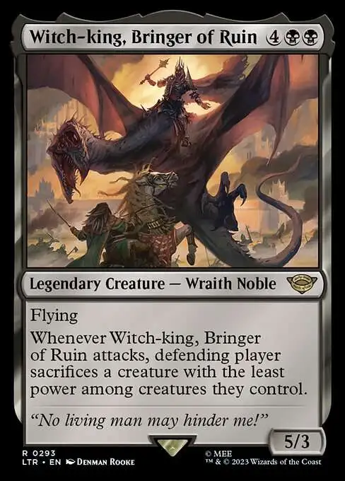lord of the rings mtg valuable cards Magic Gathering the Tales of Middle-Earth Single Card Rare Witch-king, Bringer of Ruin 293 Starter Deck Set Name: The Lord of