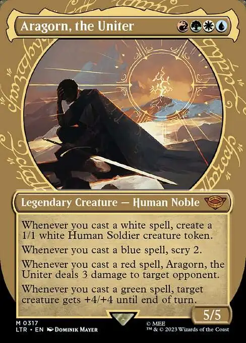 mtg lord of the rings showcase cards Magic The Gathering Lord of the Rings Tales of Middle-Earth Single Card  Mythic Rare Aragorn, the Uniter 317 Showcase