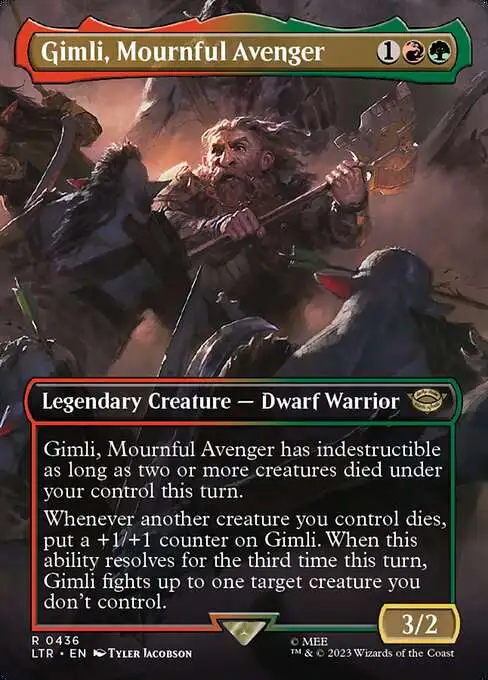 Magic The Gathering Lord of the Rings Tales of Middle-Earth Single Card Rare Gimli, Mournful Avenger 436 Scene Card FOIL - ToyWiz Magic The Gathering Lord of the Rings Tales of Middle-Earth Single Card Rare Gimli, Mournful Avenger 436 Scene Card FOIL - ToyWiz
