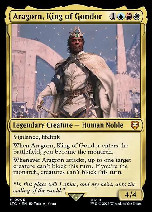 Magic The Gathering Lord of the Rings Tales of Middle-Earth Commander  Single Card Mythic Rare Aragorn, King of Gondor 5 FOIL - ToyWiz