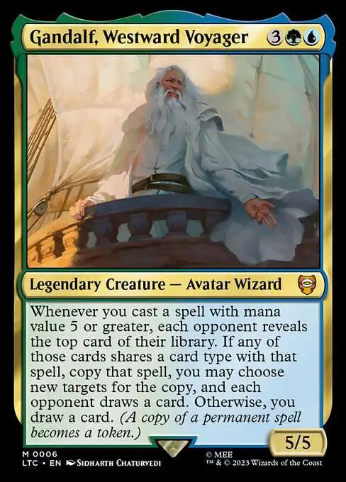 MtG Lord of the Rings Tales of Middle-Earth Commander Mythic Rare Gandalf, Westward Voyager #6