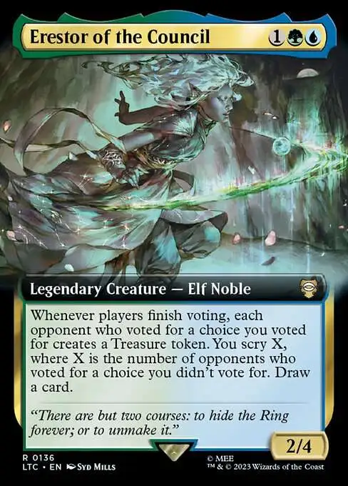 Magic The Gathering Lord of the Rings Tales of Middle-Earth Commander  Single Card Rare Erestor of the Council 136 Extended Art - ToyWiz