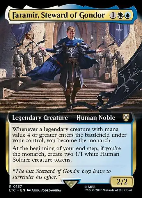 Magic The Gathering Lord of the Rings Tales of Middle-Earth Commander Single Card Rare Faramir, Steward of Gondor 137 Extended Art - ToyWiz Magic The Gathering Lord of the Rings Tales of Middle-Earth Commander Single Card Rare Faramir, Steward of Gondor 137 Extended Art - ToyWiz