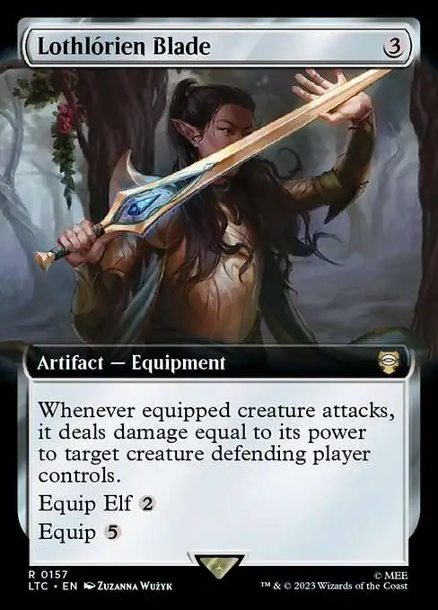 mtg lord of the rings full art cards Magic Gathering the Tales of Middle-Earth Commander Single Card Rare Lothlorien Blade 157 Extended then return a creature card from your graveyard to the battlefield The Lord Of The Rings