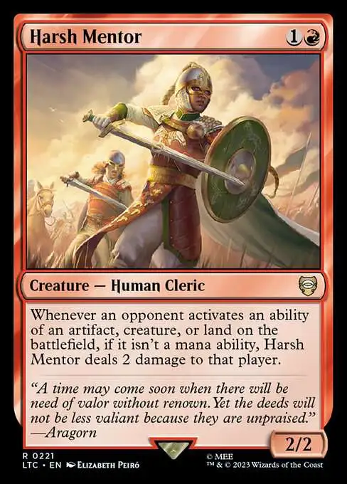 Magic The Gathering Lord of the Rings Tales of Middle-Earth Commander Single Card Rare Harsh Mentor 221 - ToyWiz Magic The Gathering Lord of the Rings Tales of Middle-Earth Commander Single Card Rare Harsh Mentor 221 - ToyWiz