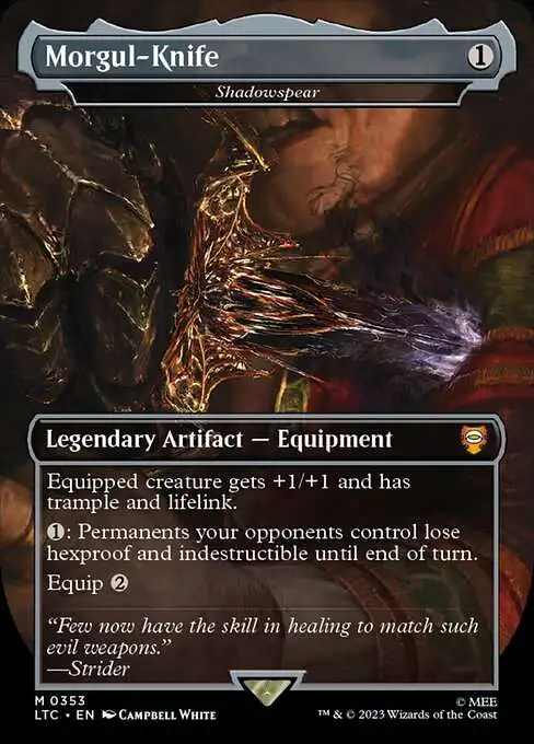 Magic The Gathering Lord of the Rings Tales of Middle-Earth Commander Single Card Mythic Rare Morgul-Knife 353 Alternate Art Borderless - ToyWiz Magic The Gathering Lord of the Rings Tales of Middle-Earth Commander Single Card Mythic Rare Morgul-Knife 353 Alternate Art Borderless - ToyWiz