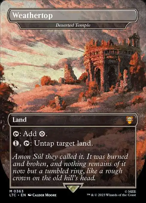 mtg lotr land cards MtG Lord of the Rings Tales of Middle-Earth Commander Mythic Rare  Weathertop #363 [Alternate Art Borderless FOIL]