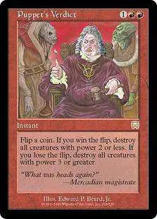 MtG Trading Card Game Mercadian Masques Rare Puppet's Verdict #208