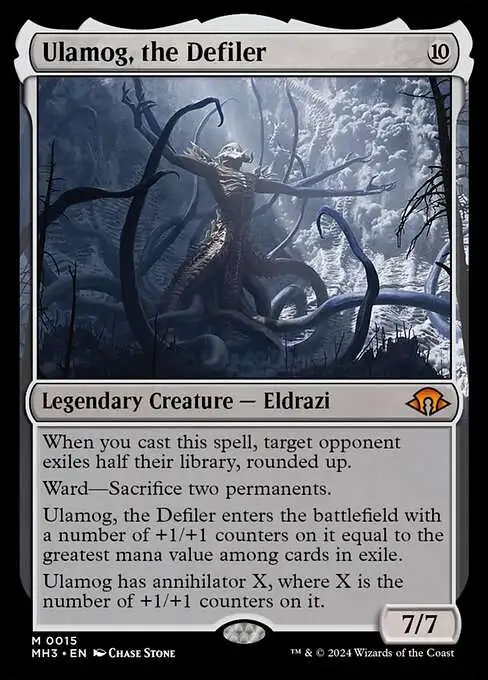 magic the gathering holographic cards value Magic The Gathering Modern Horizons 3 Single Card Mythic Rare Ulamog, the  Defiler 15 Prerelease FOIL