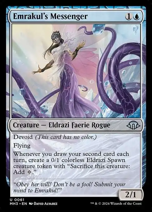 mtg modern horizons cards MtG Modern Horizons 3 Uncommon Emrakul's Messenger #61