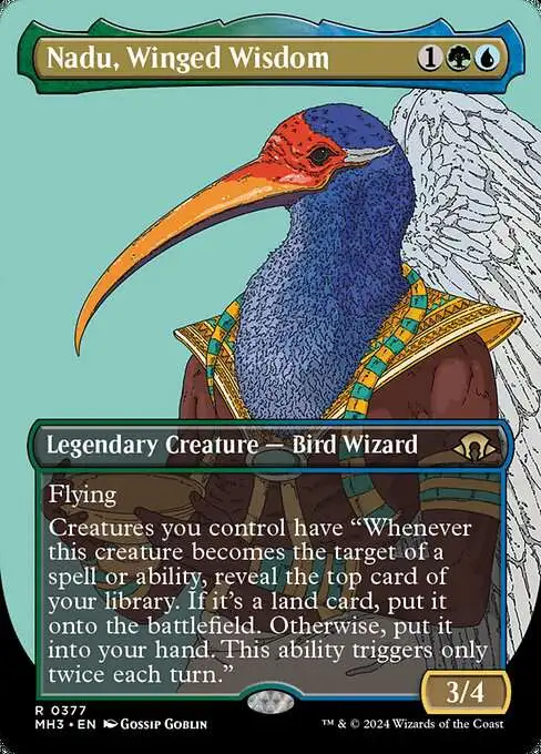 MtG Modern Horizons 3 Rare Nadu, Winged Wisdom #377 [Borderless FOIL]