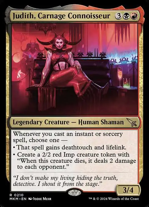 Magic The Gathering Murders at Karlov Manor Single Card Rare Judith, Carnage  Connoisseur 210 - ToyWiz