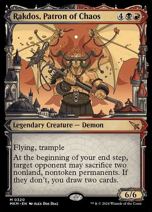 Magic The Gathering Murders at Karlov Manor Single Card Mythic Rare Rakdos, Patron of Chaos 320 Ravnica City Showcase - ToyWiz Magic The Gathering Murders at Karlov Manor Single Card Mythic Rare Rakdos, Patron of Chaos 320 Ravnica City Showcase - ToyWiz