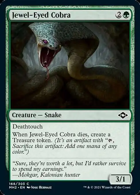 Magic The Gathering Trading Card Game Modern Horizons 2 Single Card Common  Jewel-Eyed Cobra 168 FOIL - ToyWiz