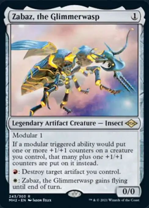 MtG Trading Card Game Modern Horizons 2 Rare Foil Zabaz, the Glimmerwasp #243