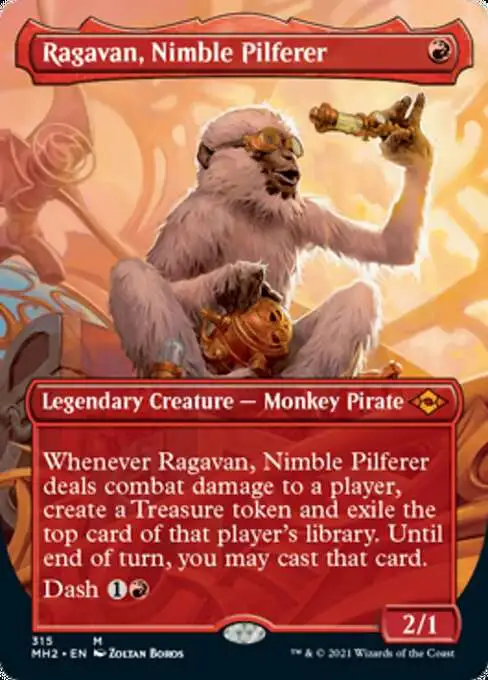 Magic The Gathering Trading Card Game Modern Horizons 2 Single Card Mythic  Rare Ragavan, Nimble Pilferer 315 Alternate Art Borderless - ToyWiz