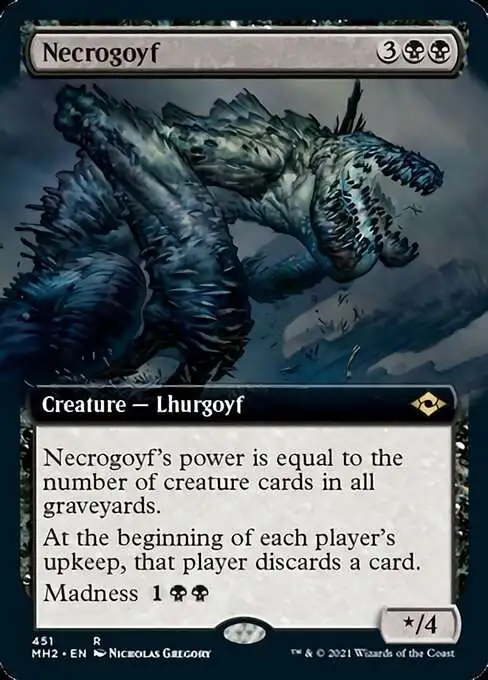 MtG Trading Card Game Modern Horizons 2 Rare Necrogoyf #451 [FOIL Extended Art]