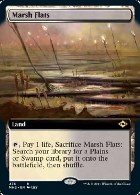 MtG Trading Card Game Modern Horizons 2 Rare Marsh Flats #476 [FOIL Extended Art]