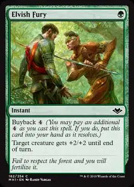 MtG Trading Card Game Modern Horizons Common Elvish Fury #162