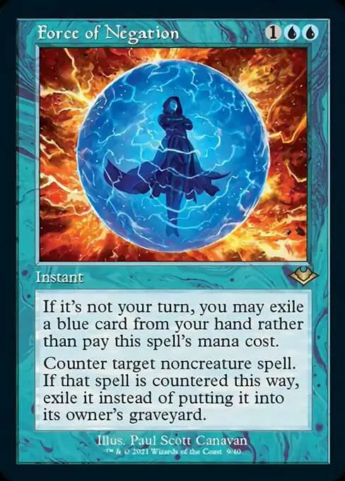 MtG Trading Card Game Modern Horizons Rare Force of Negation R9 [Retro Frame, Foil Etched]