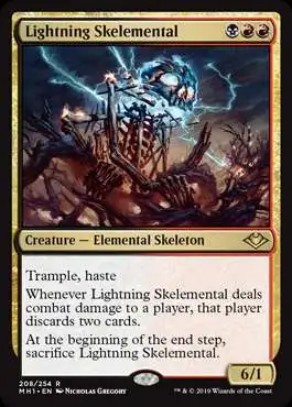 MtG Trading Card Game Modern Horizons Rare Foil Lightning Skelemental #208